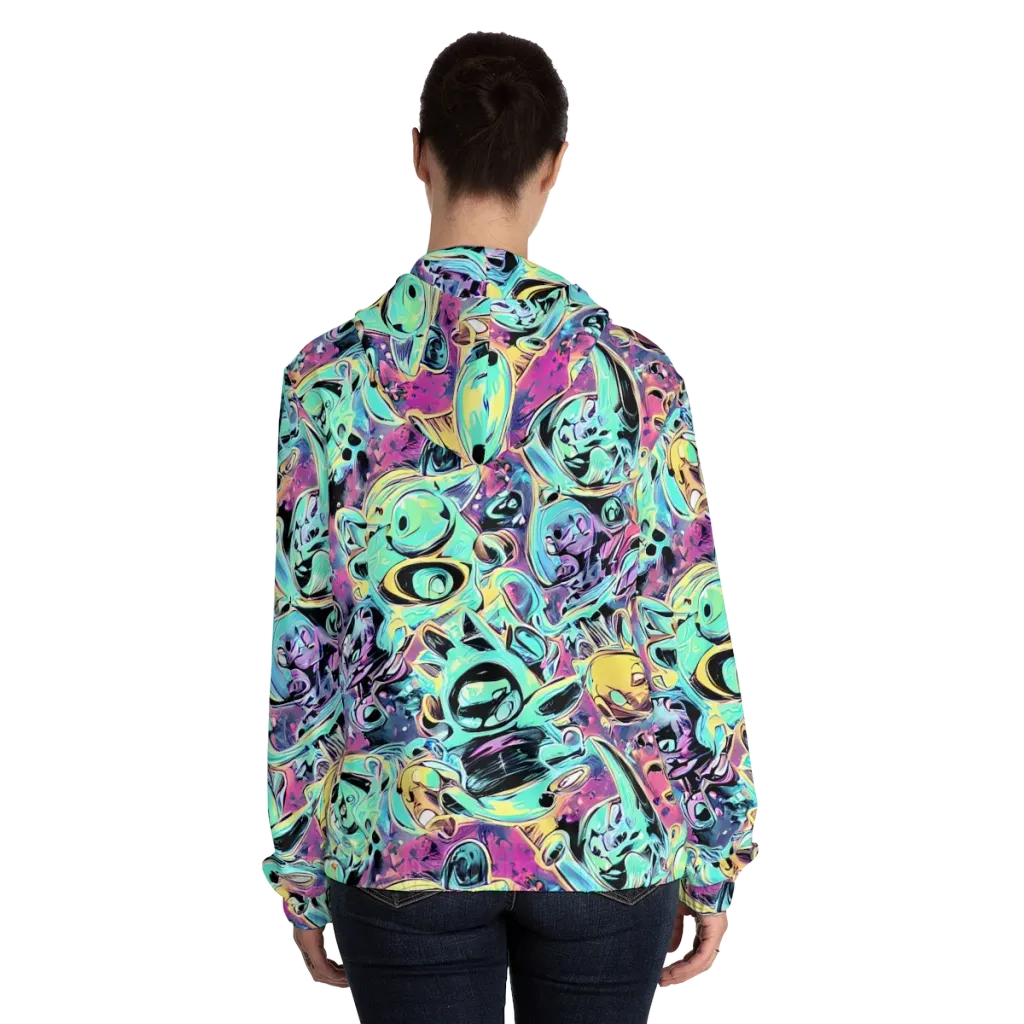 Aqua Oddity on Women's Full-Zip Hoodie — Back On Person