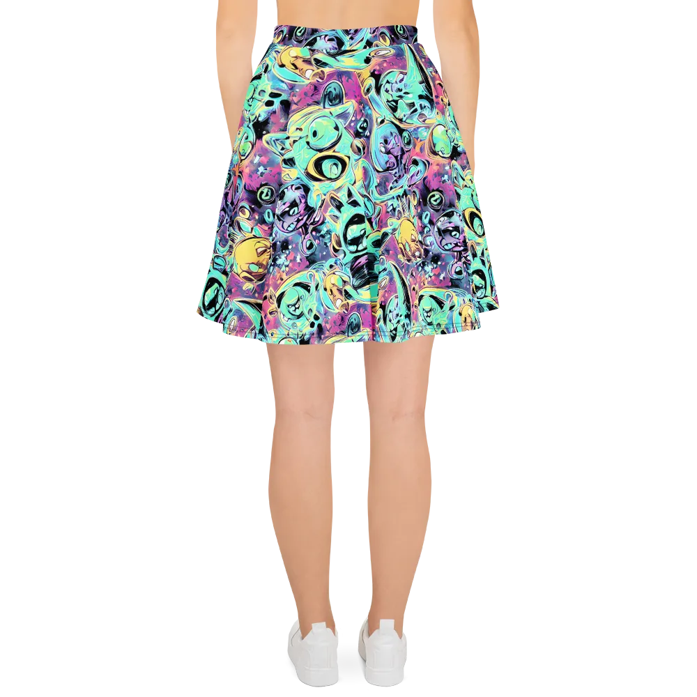 Aqua Oddity on Skater Skirt — Back