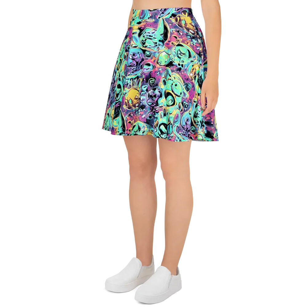 Aqua Oddity on Skater Skirt — Left