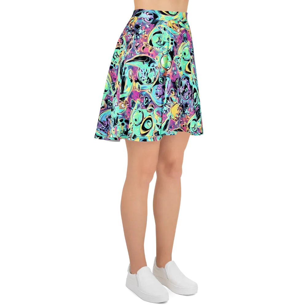 Aqua Oddity on Skater Skirt — Right