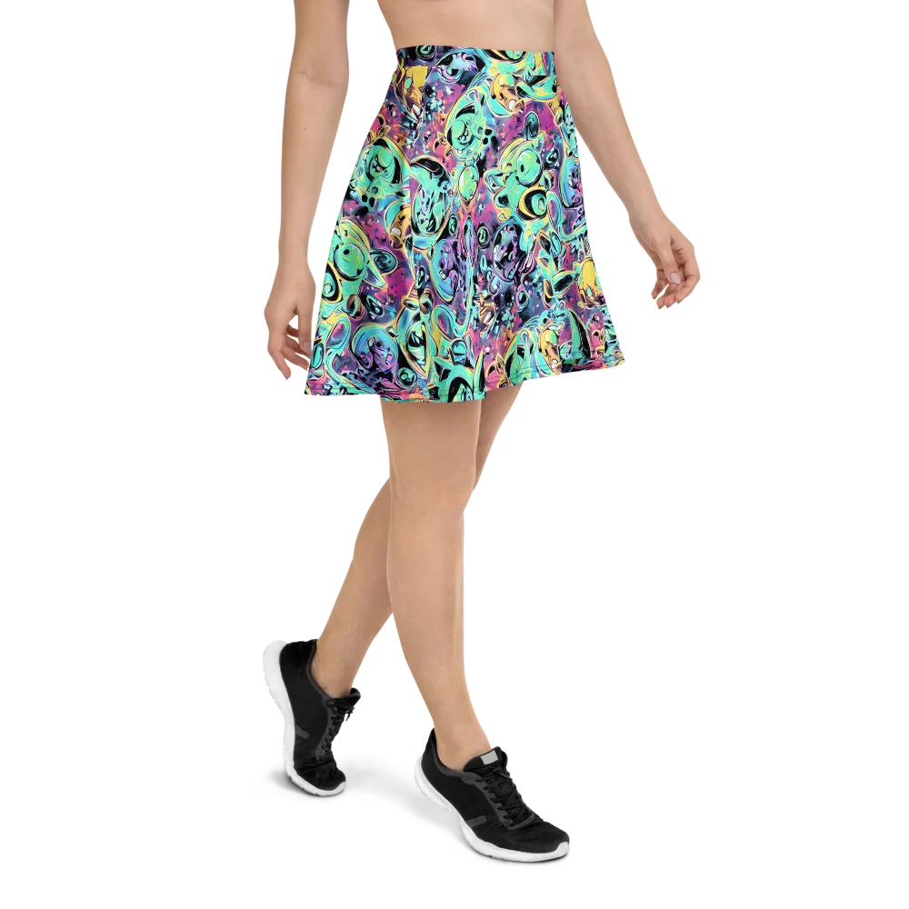Aqua Oddity on Skater Skirt — Right