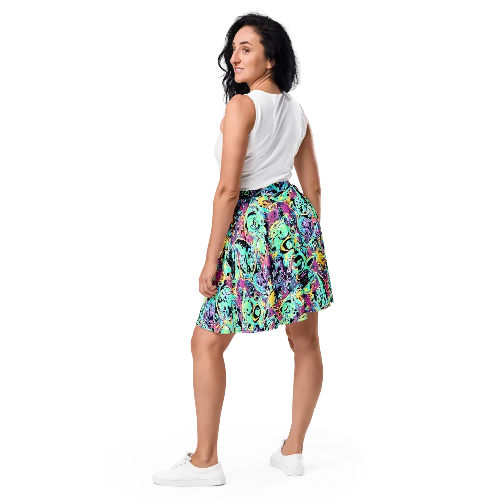 Aqua Oddity on Skater Skirt — Back