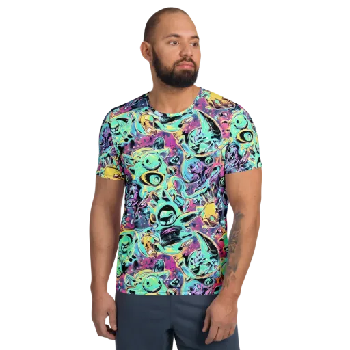 Aqua Oddity on a Men's Athletic T-Shirt