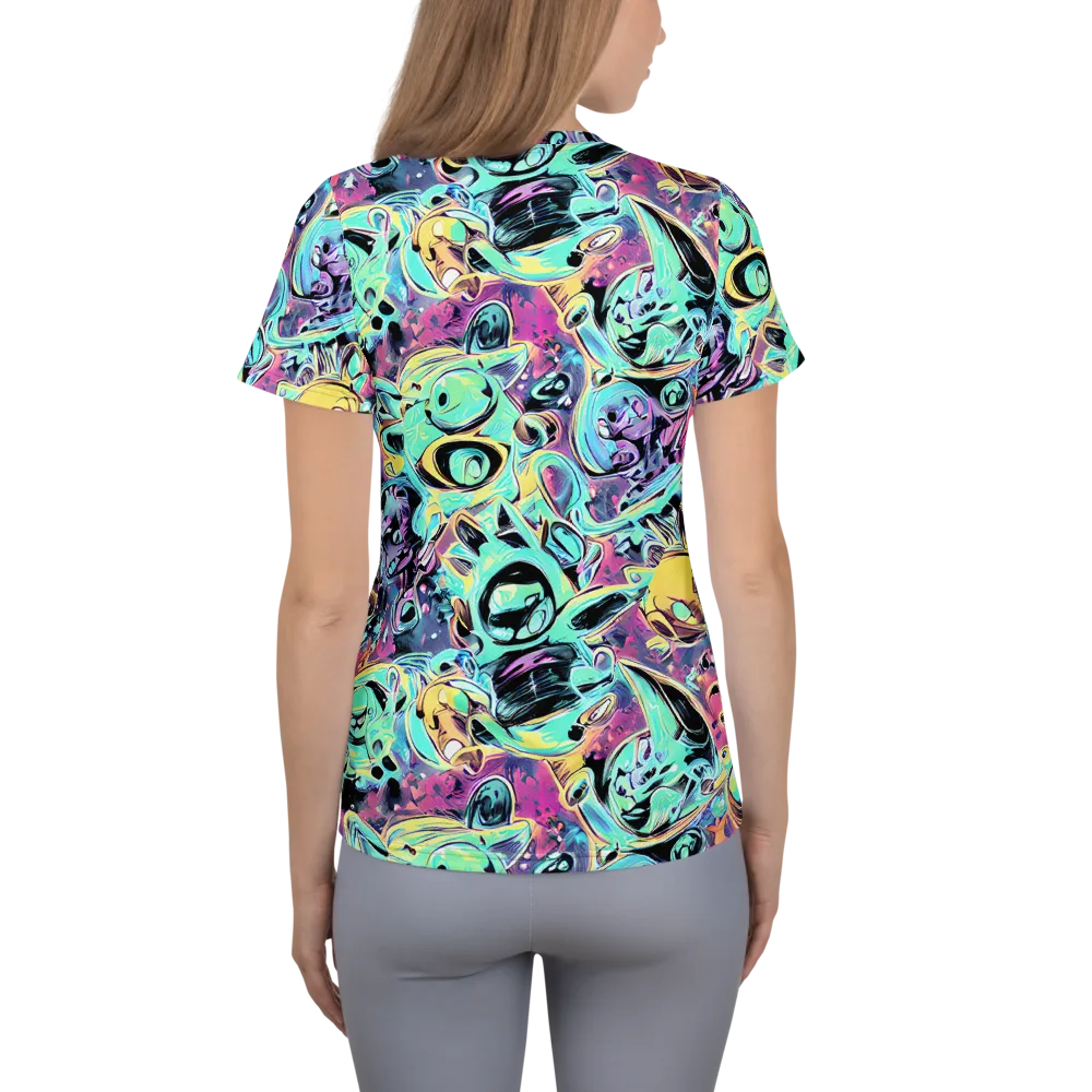 Aqua Oddity on Women's Athletic T-Shirt — Back