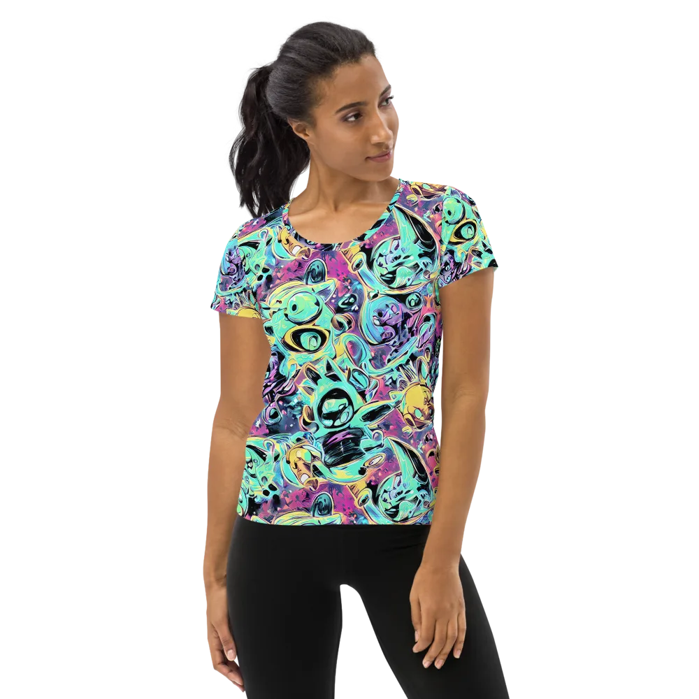 Aqua Oddity on Women's Athletic T-Shirt — Front