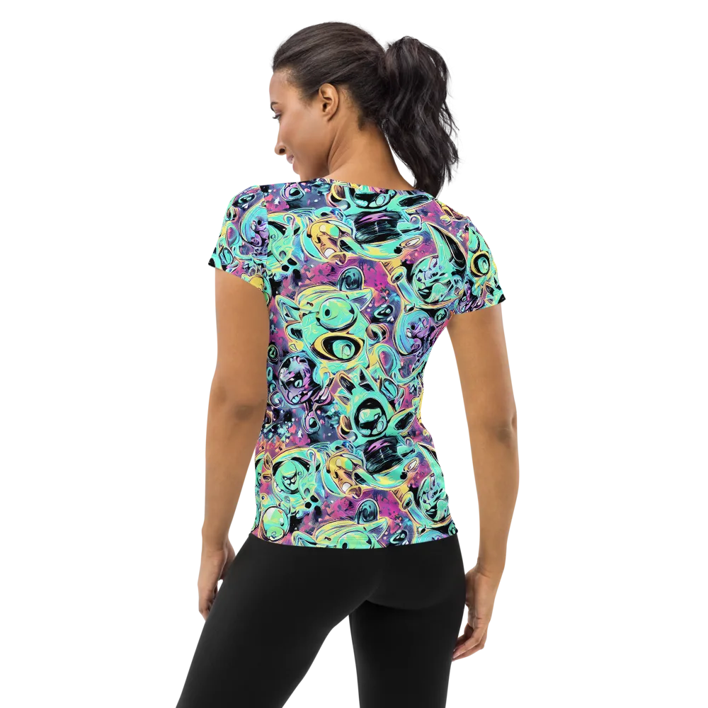 Aqua Oddity on Women's Athletic T-Shirt — Back