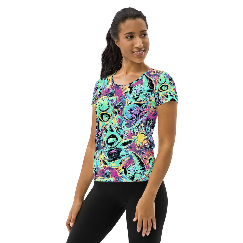 Aqua Oddity on Women's Athletic T-Shirt — Left