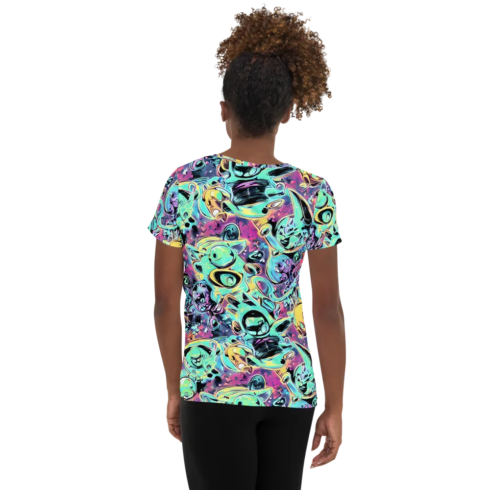 Aqua Oddity on Women's Athletic T-Shirt — Back