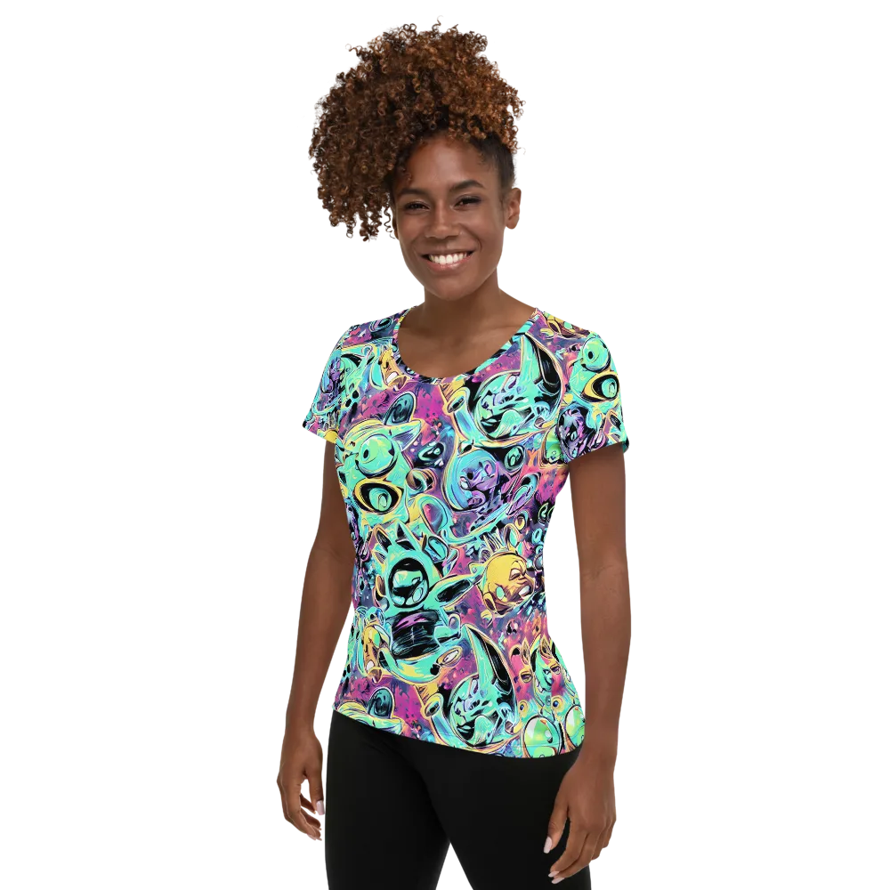 Aqua Oddity on Women's Athletic T-Shirt — Left
