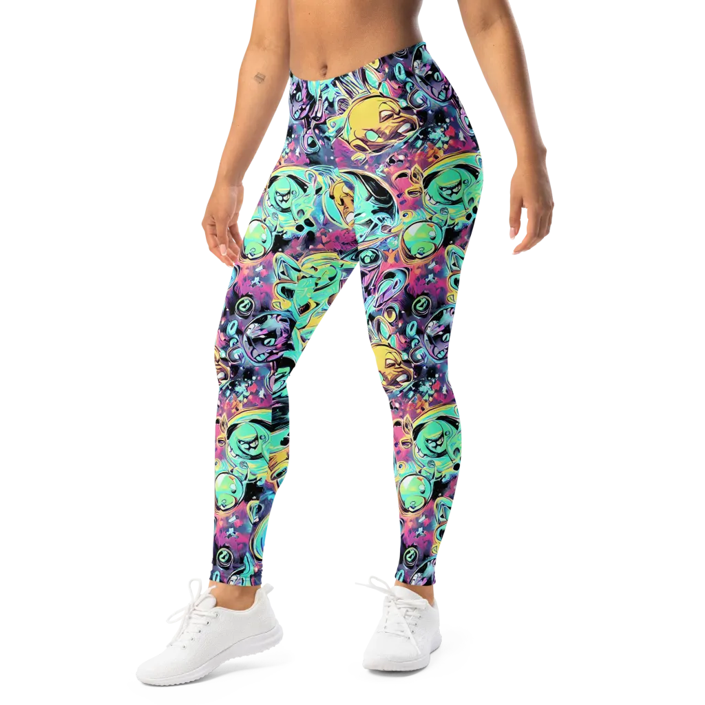 Aqua Oddity on Leggings — Left Front