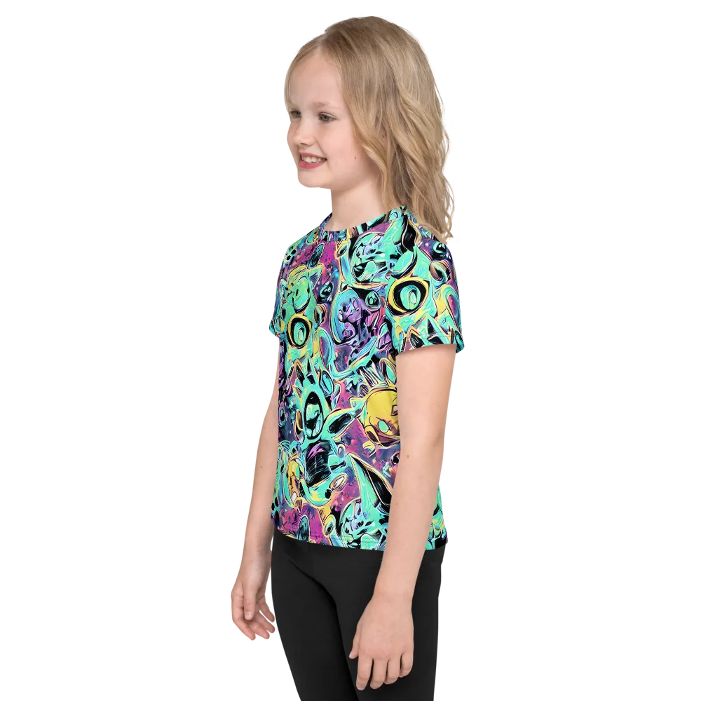 Aqua Oddity on Kids Crew Neck T-Shirt — Left
