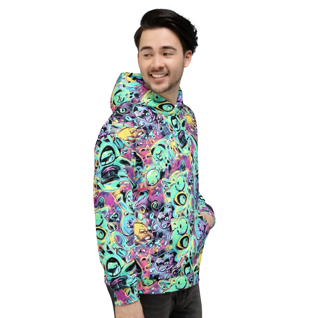 Aqua Oddity on Hoodie — Right