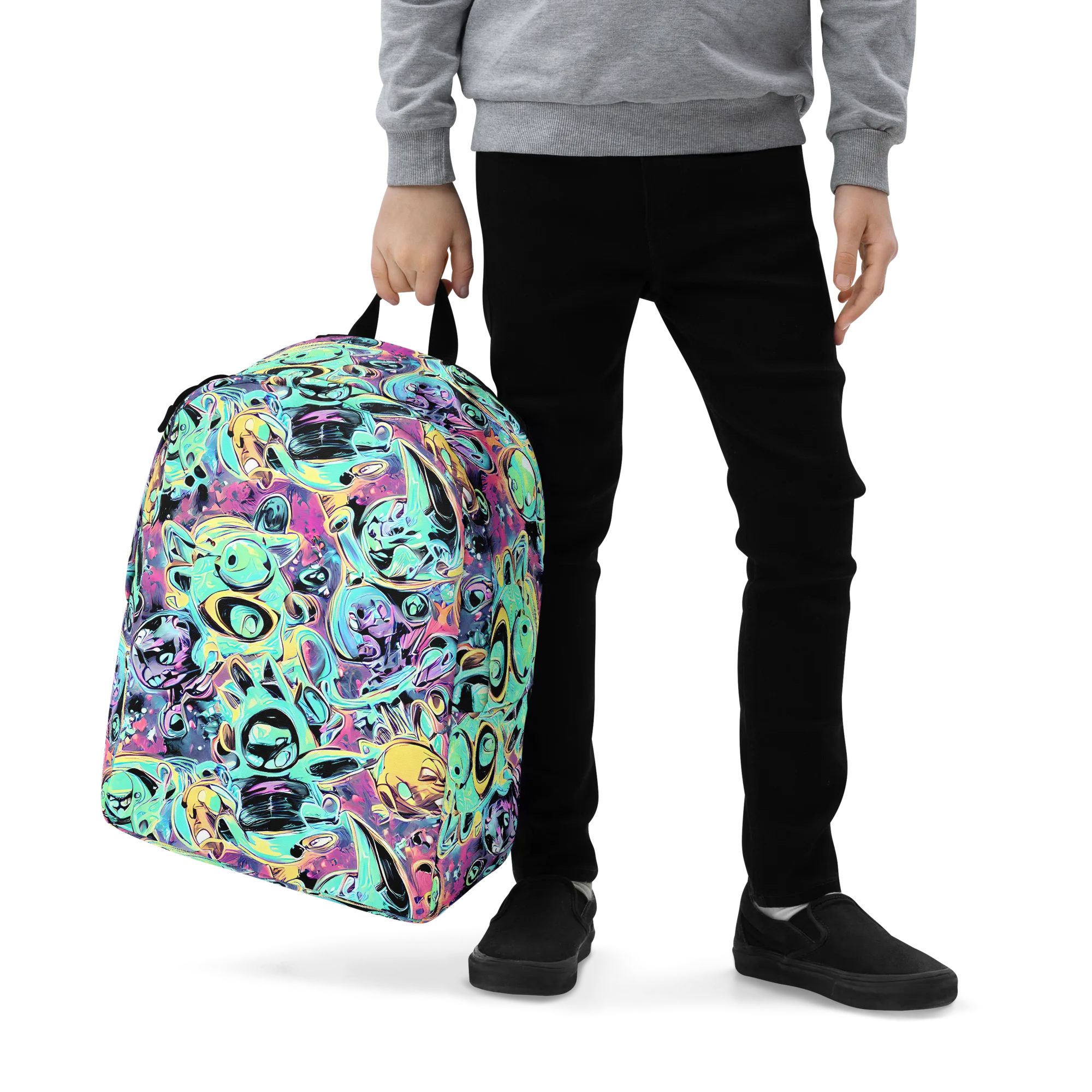 Aqua Oddity on Minimalist Backpack — Zoomed-in