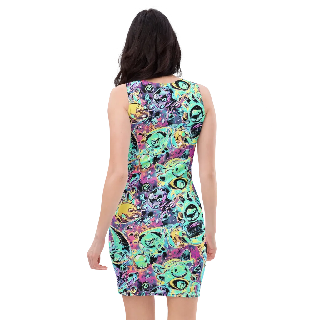 Aqua Oddity on Bodycon Dress — Back