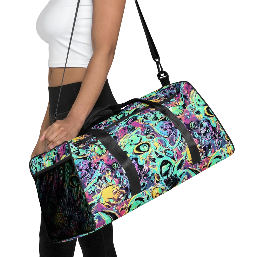 Aqua Oddity on Duffle Bag — Front