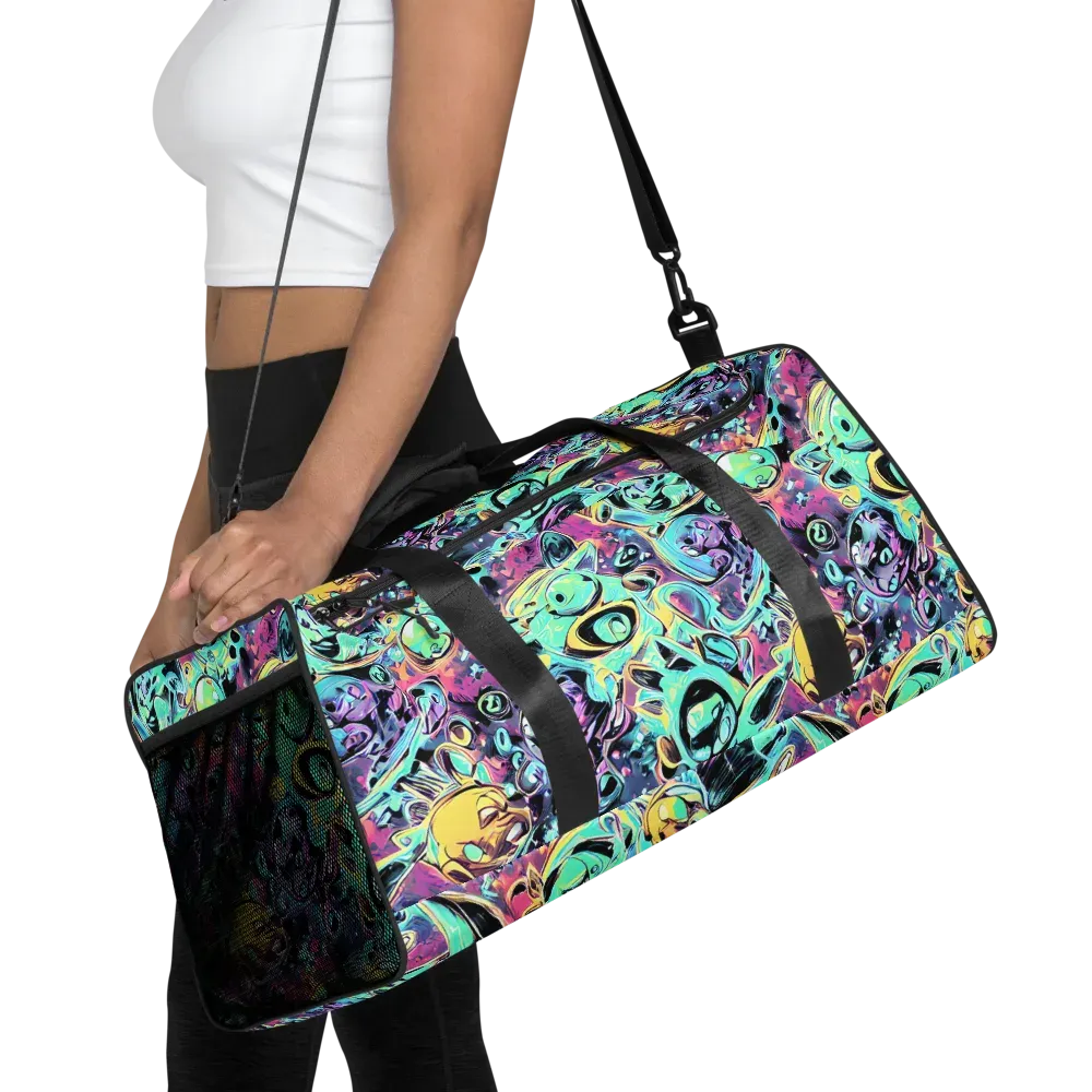 Aqua Oddity on Duffle Bag — Front