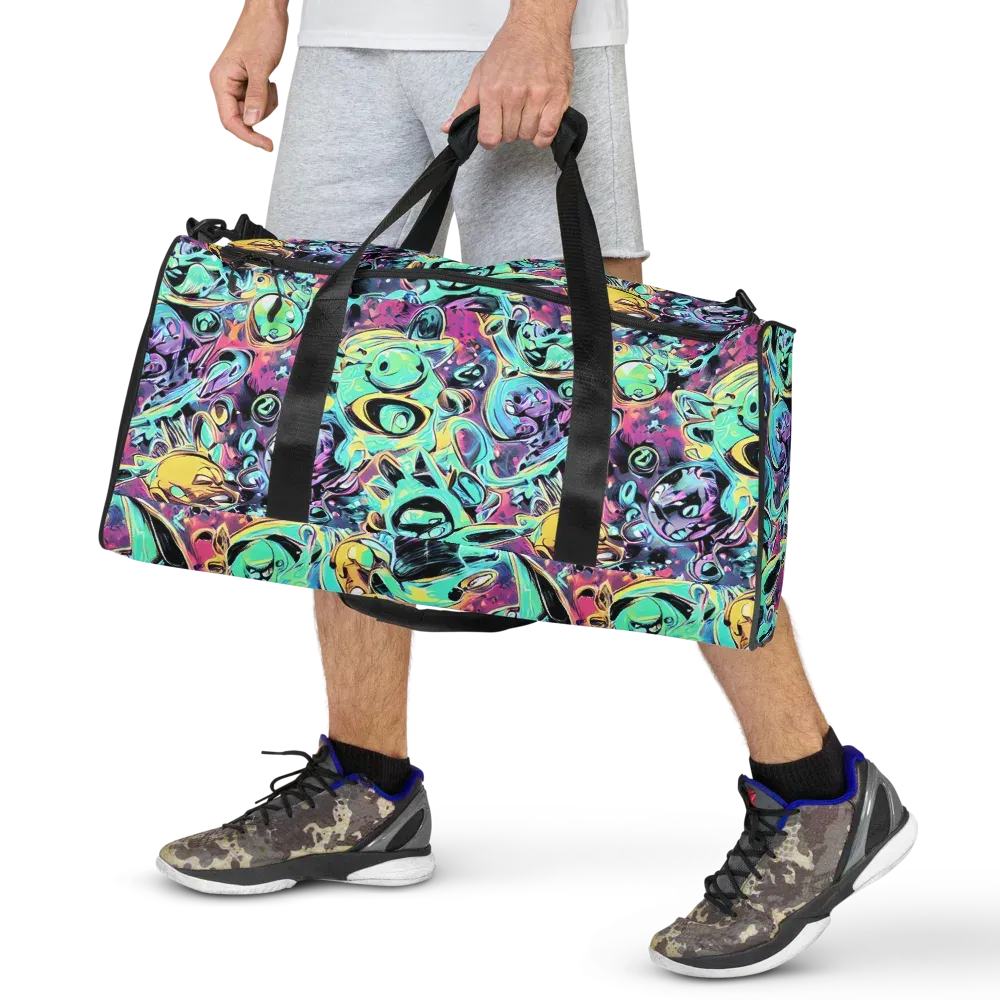 Aqua Oddity on Duffle Bag — Front