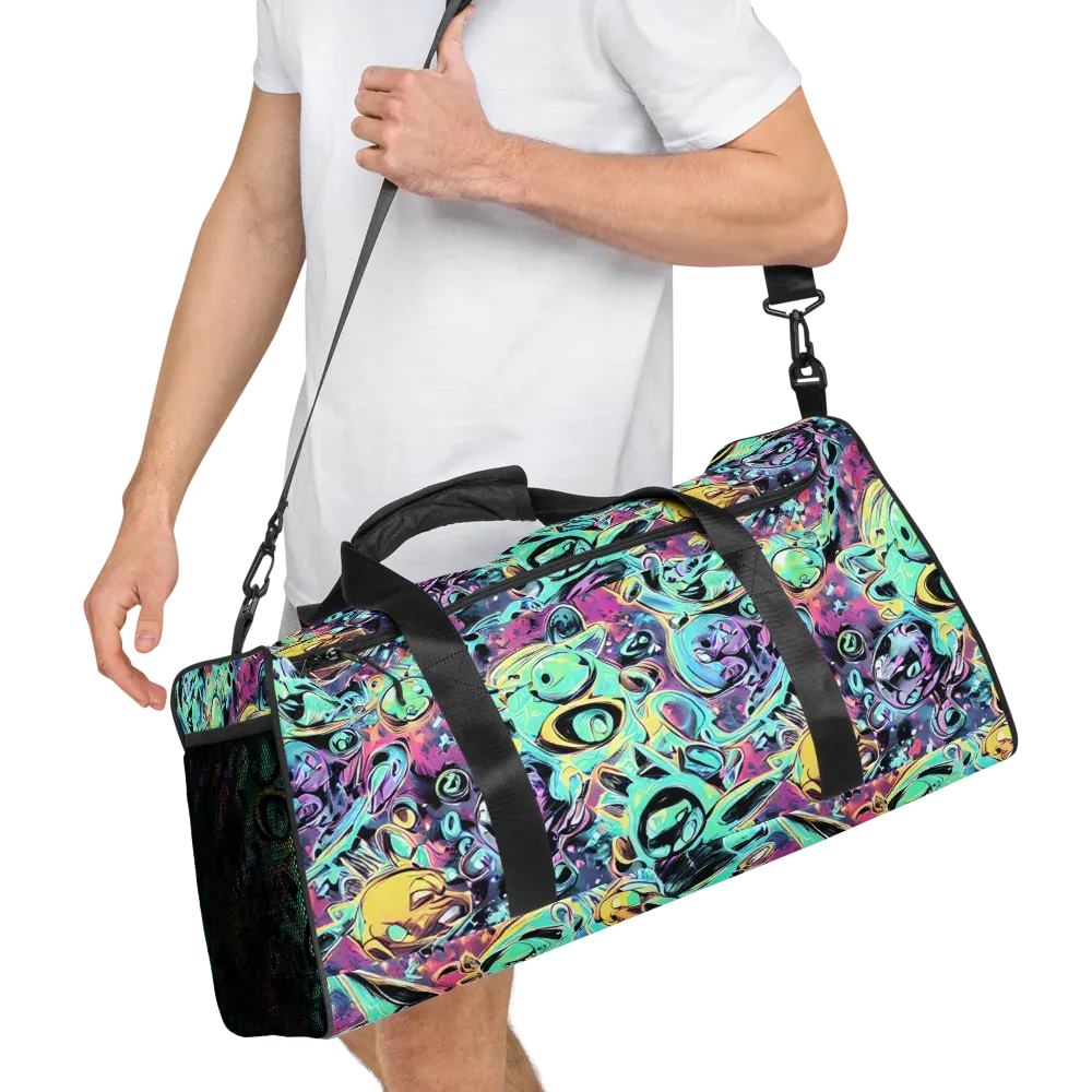 Aqua Oddity on Duffle Bag — Right Front