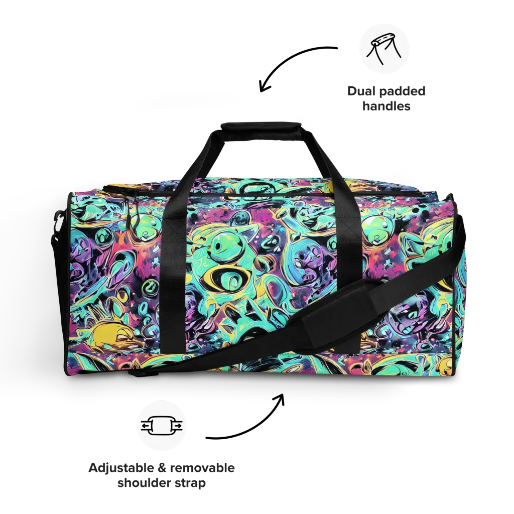 Aqua Oddity on Duffle Bag — Front