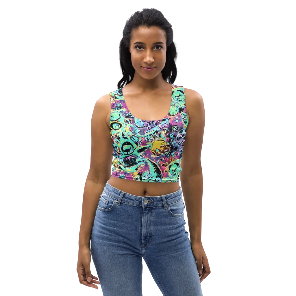 Aqua Oddity on Crop Top — Front