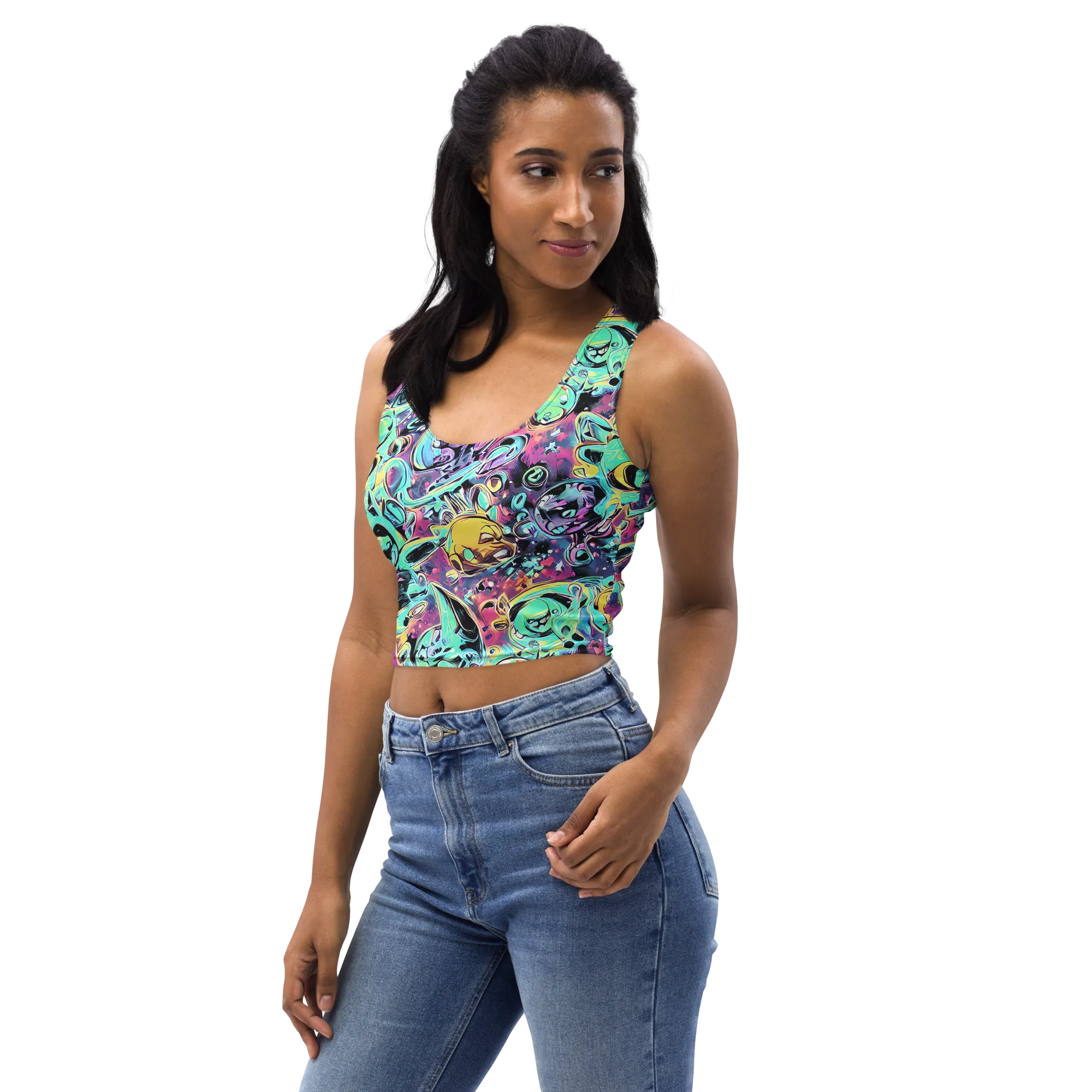 Aqua Oddity on Crop Top — Left Front