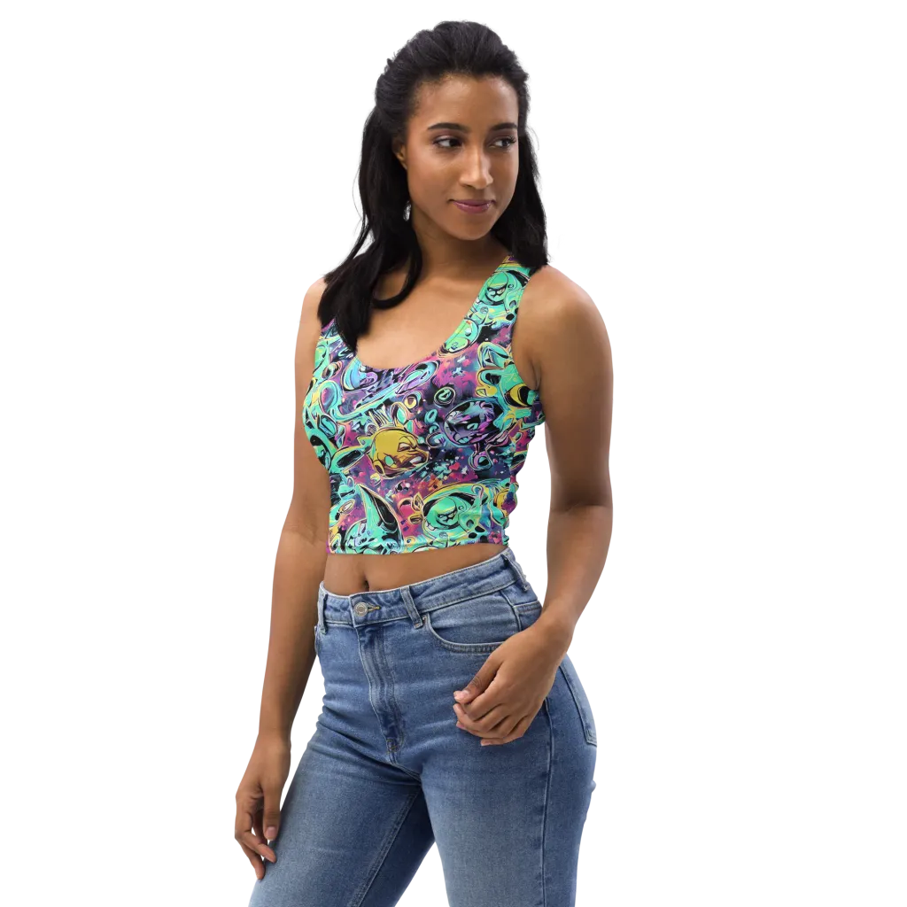 Aqua Oddity on Crop Top — Left Front