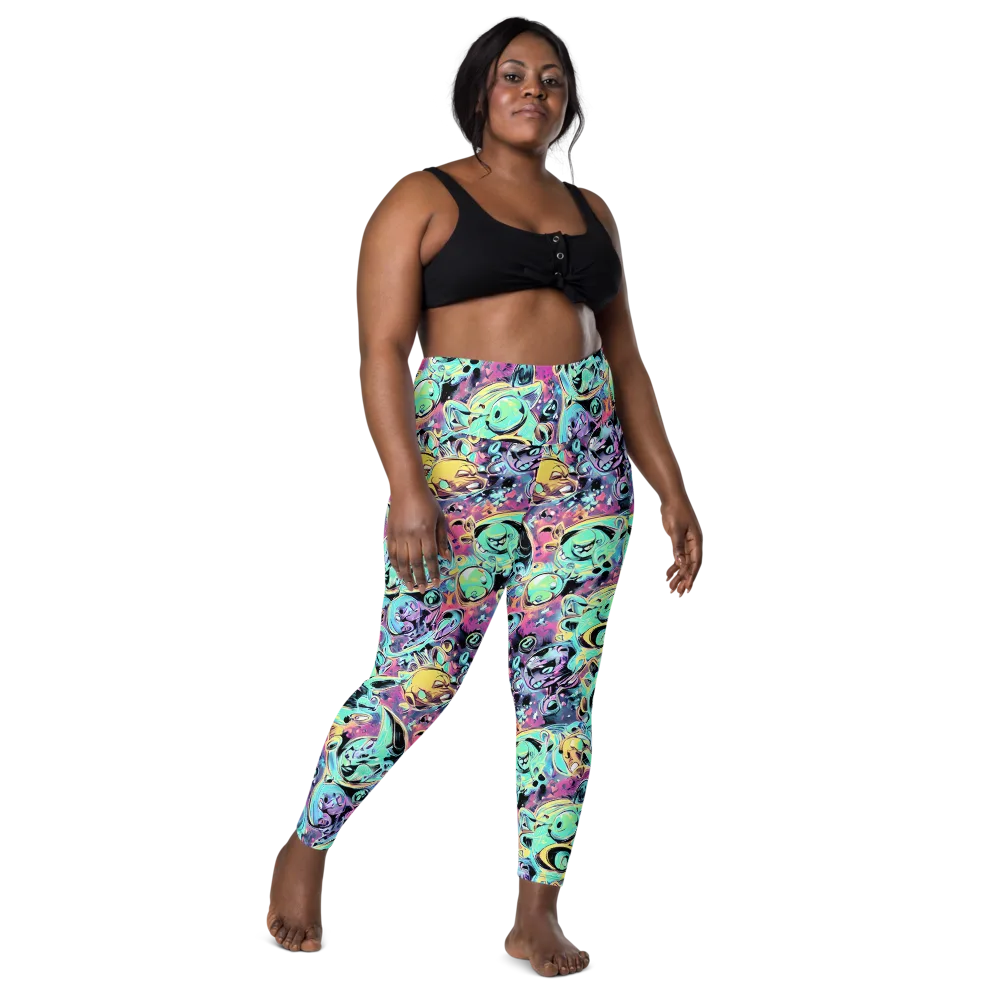 Aqua Oddity on Leggings with Pockets — Front