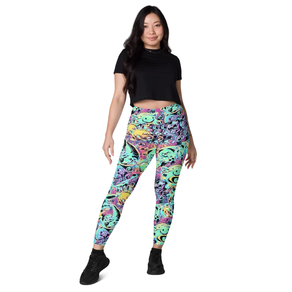 Aqua Oddity on Leggings with Pockets — Front