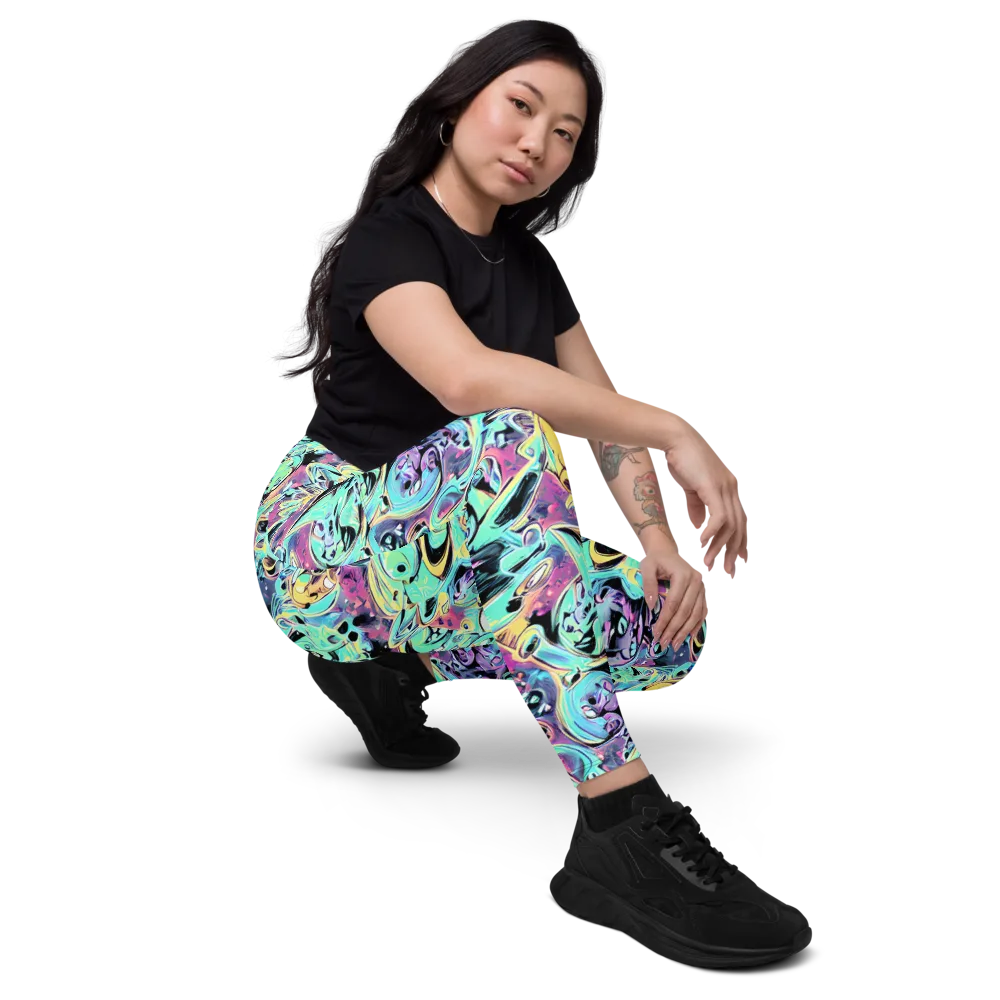 Aqua Oddity on Leggings with Pockets — Right Front