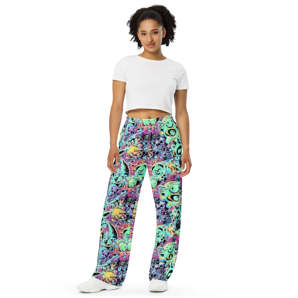 Aqua Oddity on Wide-Leg Pants — Front
