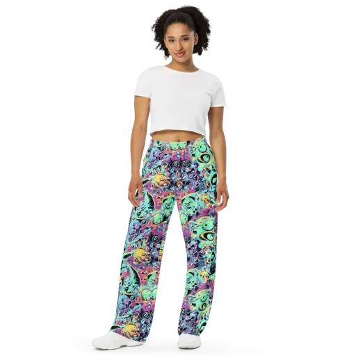 Aqua Oddity on a Wide-Leg Pants