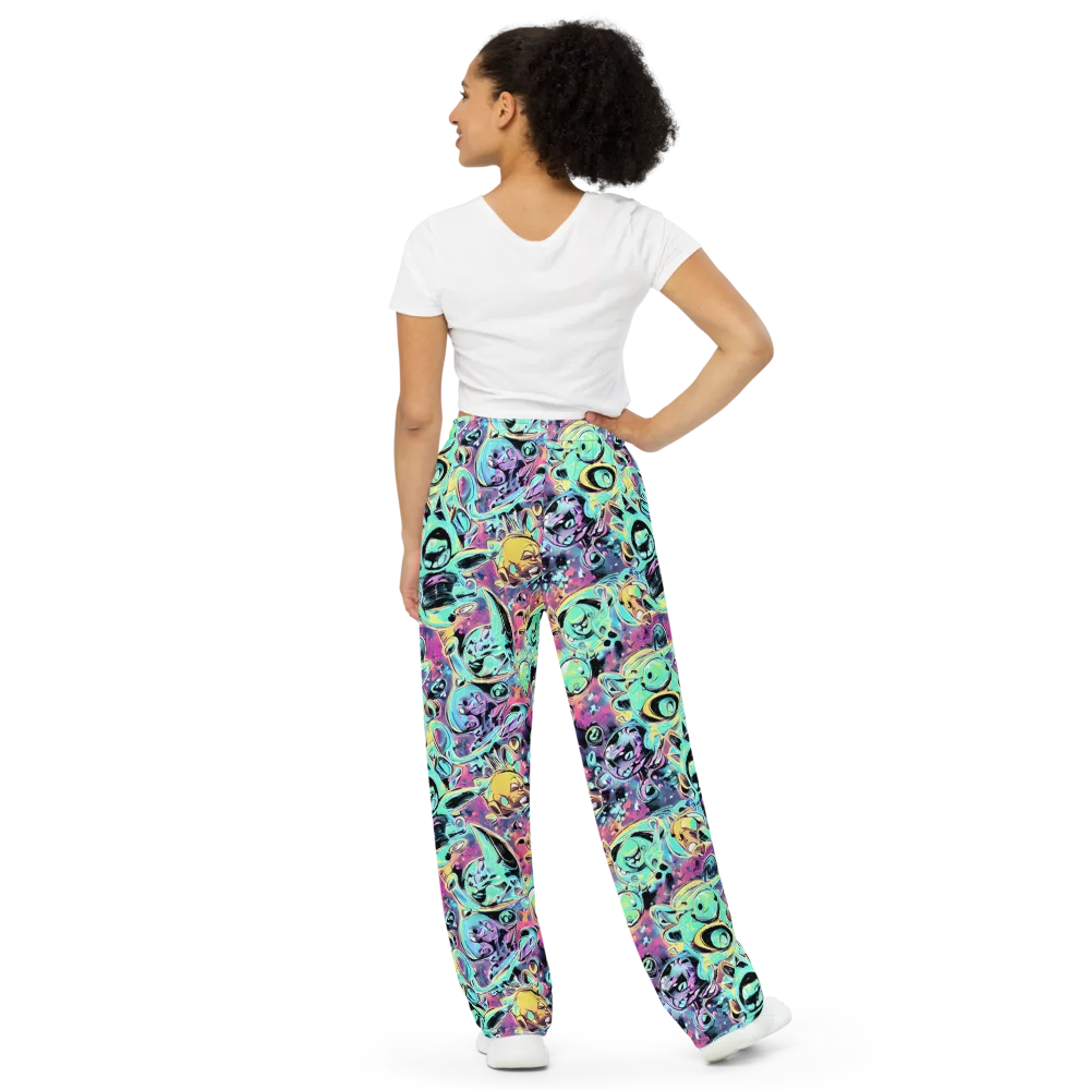 Aqua Oddity on Wide-Leg Pants — Back