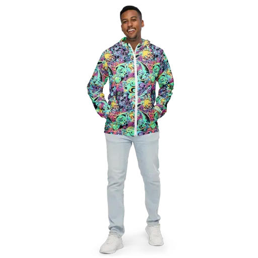 Aqua Oddity on a Men's Windbreaker