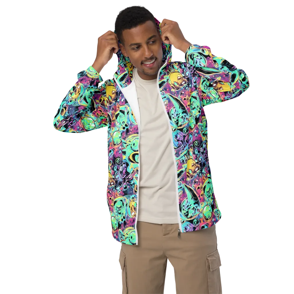 Aqua Oddity on Men's Windbreaker — Front