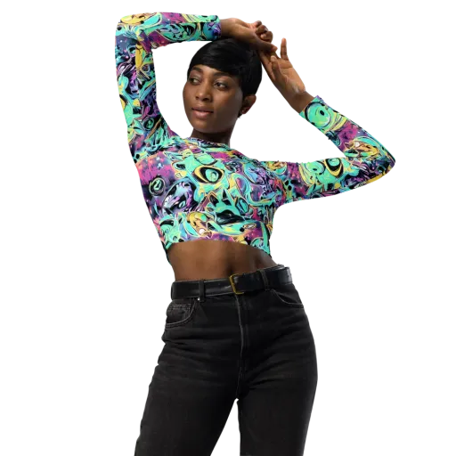 Aqua Oddity on a Long Sleeve Crop Top