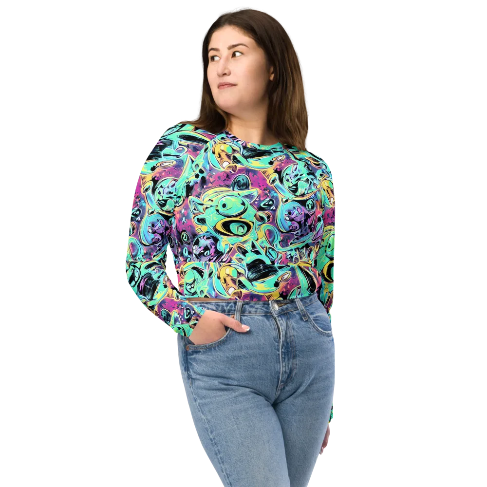Aqua Oddity on Long Sleeve Crop Top — Front