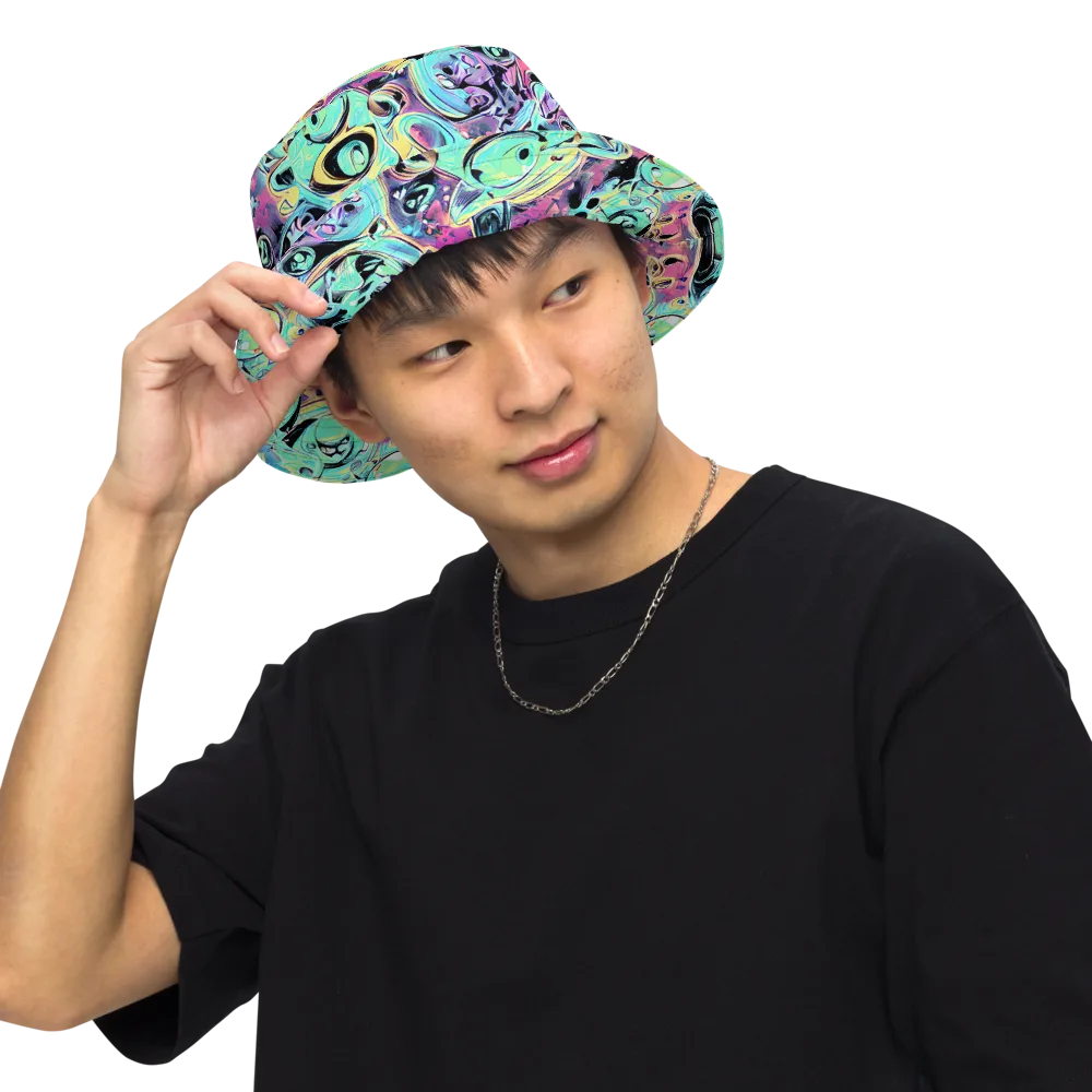 Aqua Oddity on Reversible Bucket Hat — Front Inside