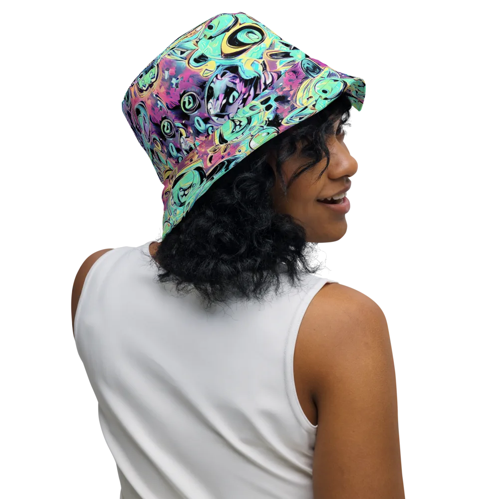 Aqua Oddity on Reversible Bucket Hat — Right Outside