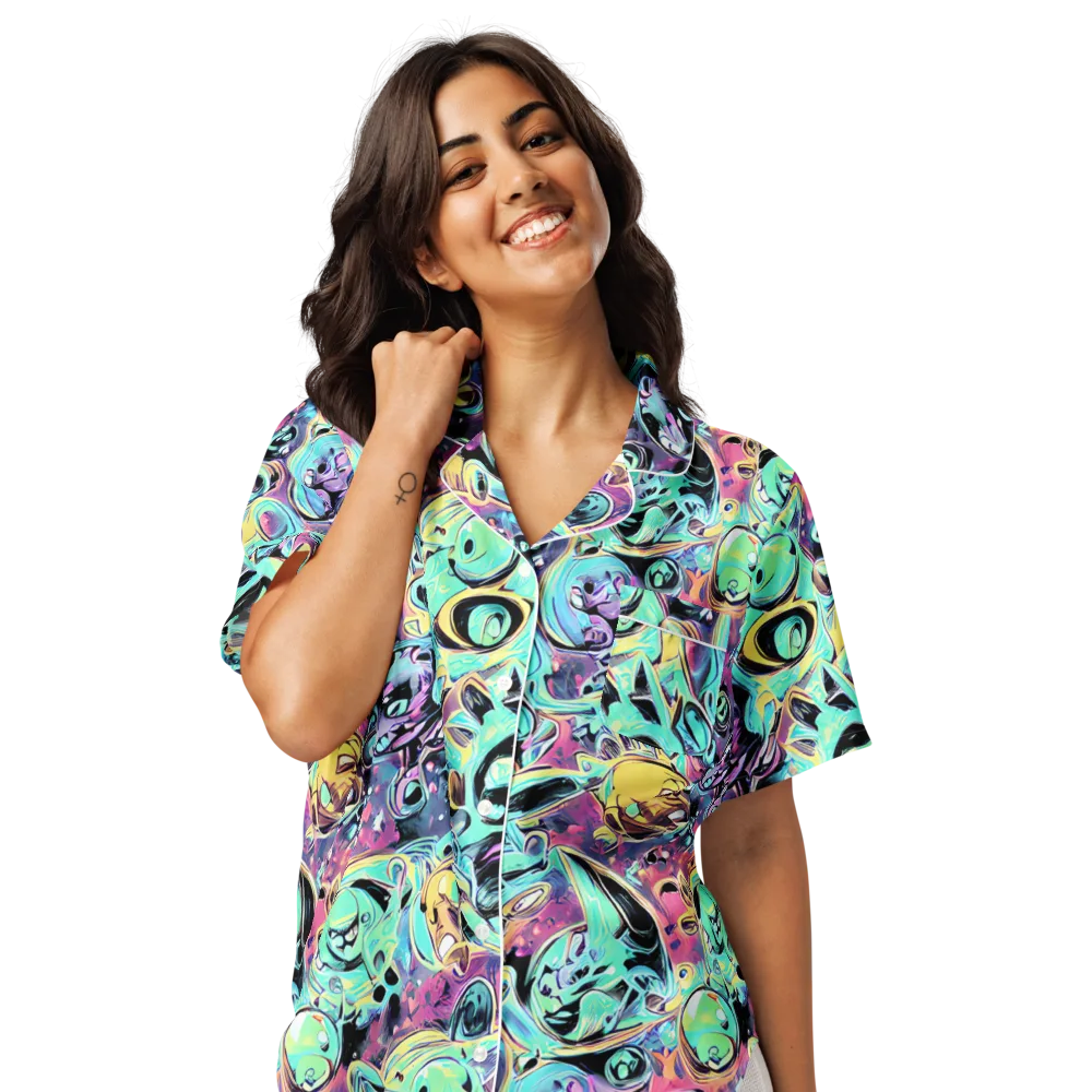 Aqua Oddity on Women's Short Sleeve Pajama Top — Front