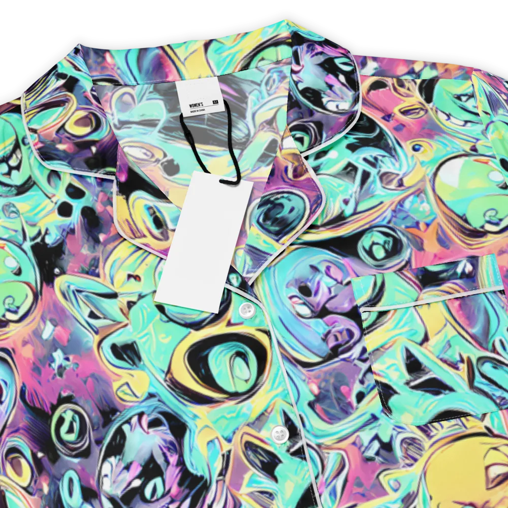 Aqua Oddity on Women's Short Sleeve Pajama Top — Product details