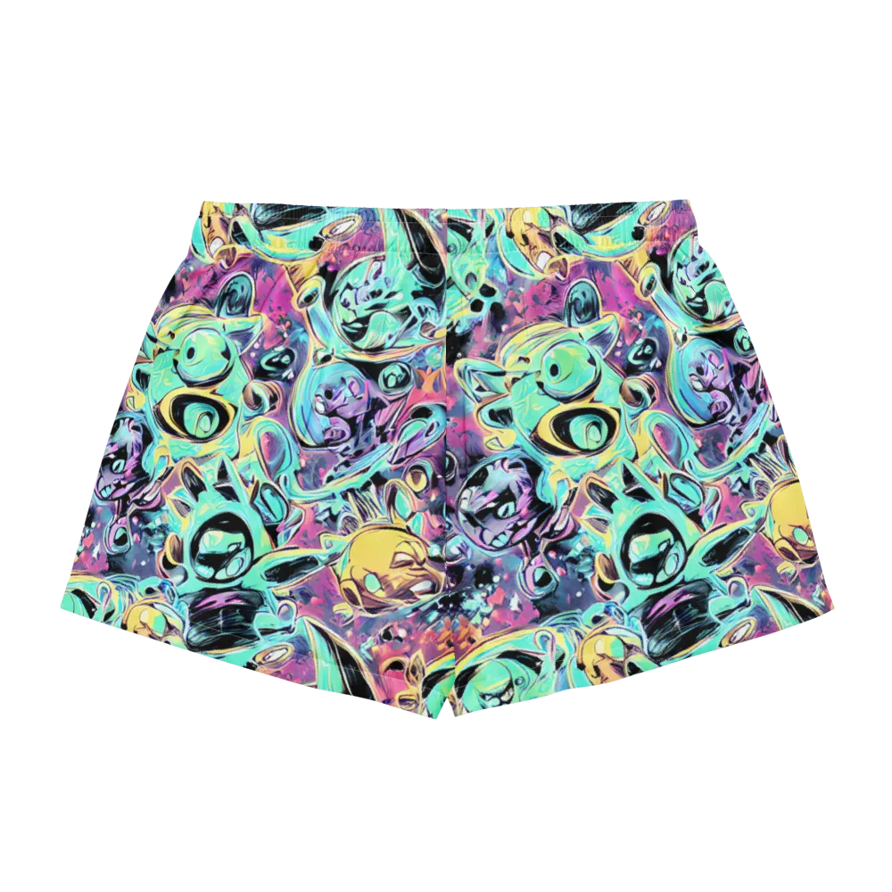 Aqua Oddity on Women's Pajama Shorts — Back
