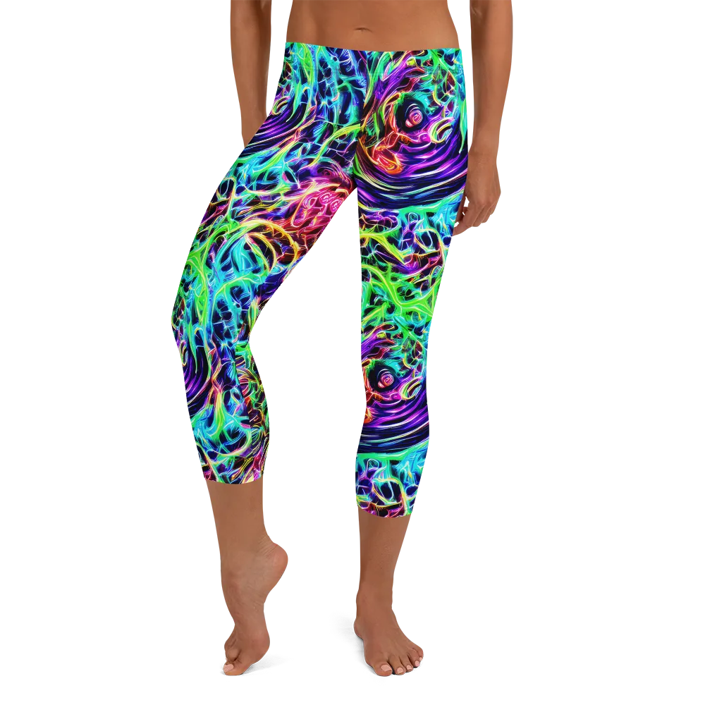 Electric Wilds on Capri Leggings — Front