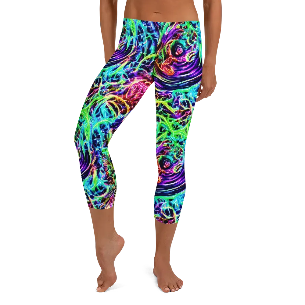 Electric Wilds on Capri Leggings — Front