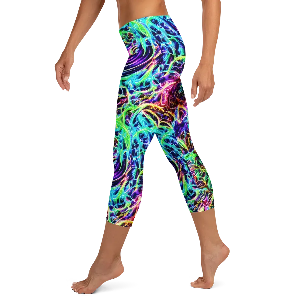 Electric Wilds on Capri Leggings — Left