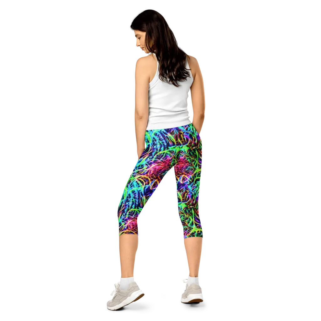 Electric Wilds on Capri Leggings — Back