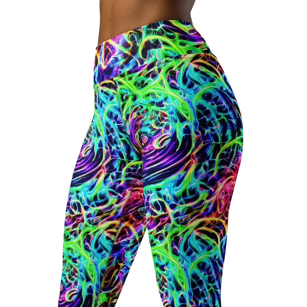 Electric Wilds on Yoga Leggings — Left Front