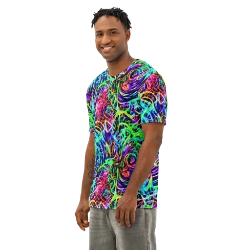 Electric Wilds on a Men's Cotton Crew Neck T-Shirt