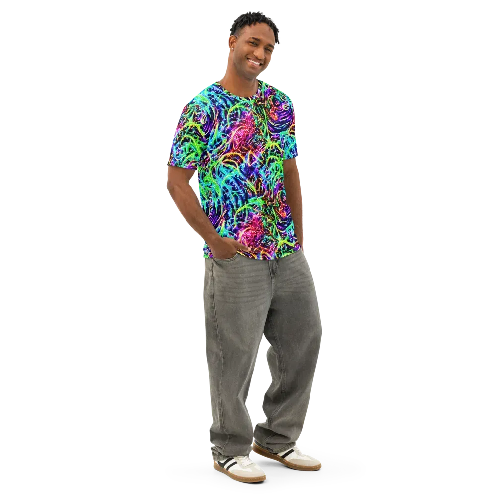 Electric Wilds on Men's Cotton Crew Neck T-Shirt — Right Front