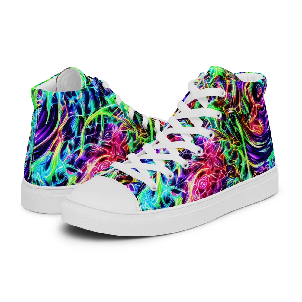 Electric Wilds on Men's High Top Canvas Shoes — Left