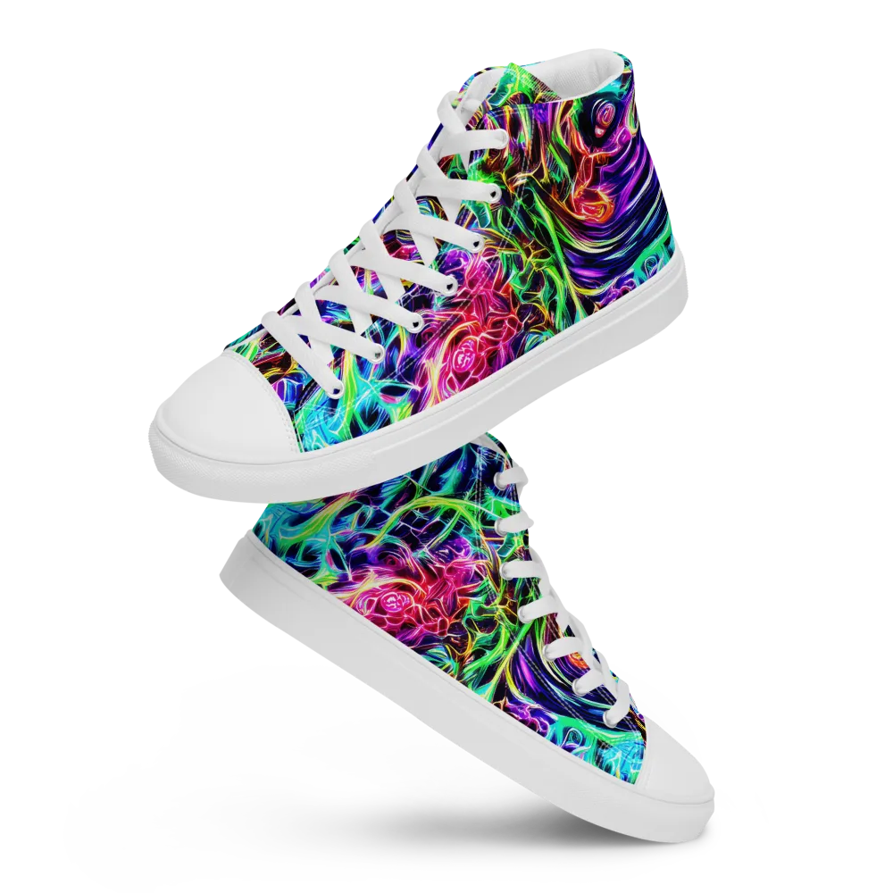Electric Wilds on Men's High Top Canvas Shoes — Front